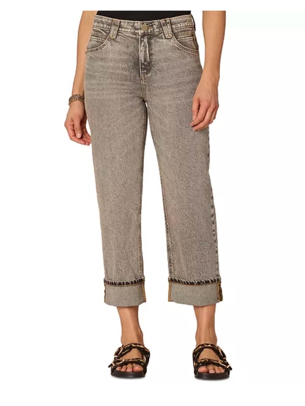 Democrats Women’s High-Rise Straight Crop Jeans in Washed Gray